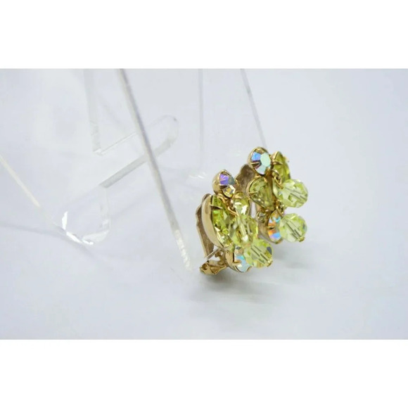 Weiss Yellow Rhinestone Dangle Crystal Flower Clip - Picture 2 of 5